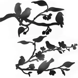 Vivegate Metall-Vogel-Wandkunst – Metallvögel Wanddekoration Kunst Vögel auf einem Draht Metall Vogel Wanddekor Outdoor Vogeldekor (Medium - 61X25.5 cm)