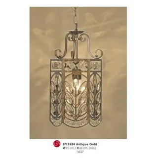 Casa Padrino Orientalische Designer Pendelleuchte mit Kristall-Deco, Antik Gold, Durchmesser 21 cm, Höhe 65 cm - Gold