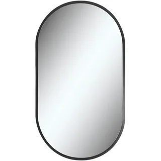 Linea Natura Badezimmerspiegel , Metall, Kunststoff, Glas , oval , 50x90x5 cm , Badezimmer, Badezimmerspiegel, Badspiegel