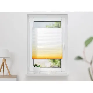 K-HOME Klemmfix-Plissee Farbverlauf Sunrise 60 x 130 cm gelb/weiß