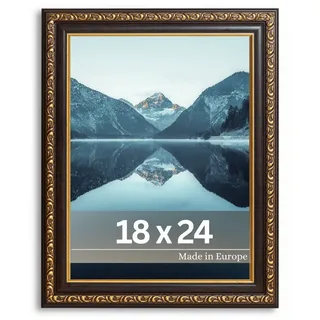 Victor antiker - kunstvoller Fotorahmen „Chagall“ in Schwarz Gold - 18x24 cm Deko Bilderrahmen Vintage - geeignet für Urkunden - Zeugnisse - Bilderrahmen Schwarz 18x24 - Barock