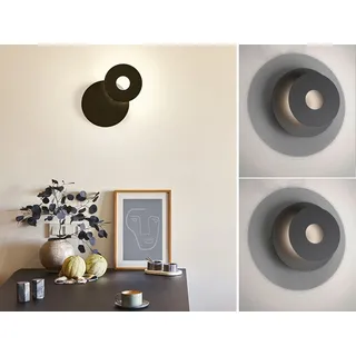 2er SET verstellbare LED Wandlampen Schwarz rund Ø18cm für indirekte Beleuchtung