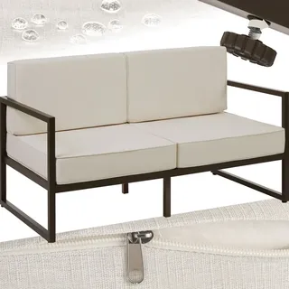 Tectake tectake® Garten-Loungesofa, Dicke des Sitzpolsters 14 cm, pulverbeschichtetes Stahlgestell, 142 x 78 x 85 cm