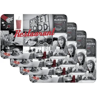 Vénilia Tischsets Restaurant - 4 Stück - lebensmittelecht - 59087 | Platzsets abwaschbar, Platzdeckchen, Tischunterlage, Tischmatten Esstisch