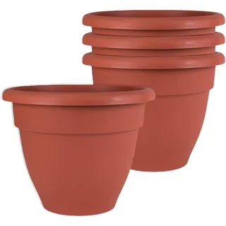 The HC Companies Karibik Pflanztopf - Outdoor & Indoor Pflanztopf mit Drainageloch & Stopfen - Rollrand Kunststofftöpfe für Pflanzen & Blumen - Dekorativer Pflanztopf (15,2 cm Ton, 4 Stück)
