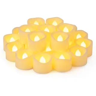 Yakpo 24 Stück 3,8 cm x 3 cm flammenlose LED-Teelichter, flackernde Teelichter, batteriebetrieben, flackernde gefälschte Votivkerzen, Großpackung für Hochzeit, Halloween, Weihnachten, Heimdekoration