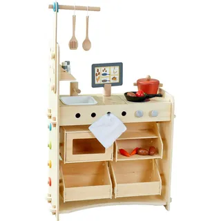 HABA 2011830001 - Creative Play 3 in 1, Spielküche, Kaufladen & Werkstatt für Kinder, Holz, 150-teilig