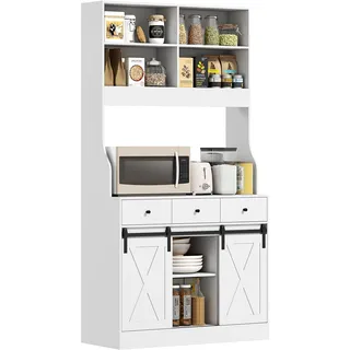 Homcom Küchenschrank Hochschrank mit Arbeitsplatte 93,5 x 40 x 180 cm Weiß