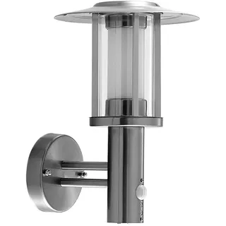 Lindby LED Wandleuchte außen Gregory mit Bewegungsmelder (spritzwassergeschützt (Modern) in Alu aus Edelstahl (1 flammig,) - Wandlampe für Außenwand/Hauswand Haus Terrasse und Balkon