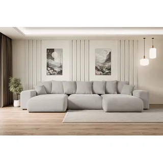altdecor Ecksofa mit Schlaffunktion und Bettkasten Corner Sofa Eckcouch Couch U-Form universal, links/rechts angeordnet Schlafcouch Ausziehbar Wohnlandschaft ESKAR-U -364x176x84cm Hellbraun - Hellbraun