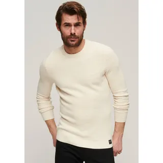 Superdry Strickpullover »TEXTURED CREW KNIT JUMPER«, mit strukturiertem Waffelstrickmuster, beige