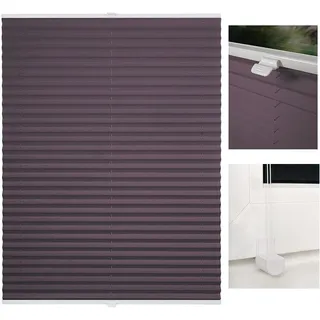 Klemmfix-Plissee ohne Bohren, Faltrollo und Jalousie für Fenster und Türen, lichtdurchlässiger Sicht- und Sonnenschutz, blickdicht, Flieder, 40x130 cm - Grau