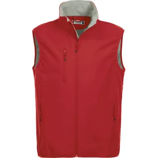 Basic Softshell Weste mit 3 Außentaschen, 2 Innentaschen und Ton-in-Ton Reißverschlüssen - Rot