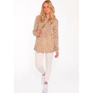 Zwillingsherz Kaschmirpullover »Hoodie "Leo Print"«, mit lockerem Fit und Kapuze beige