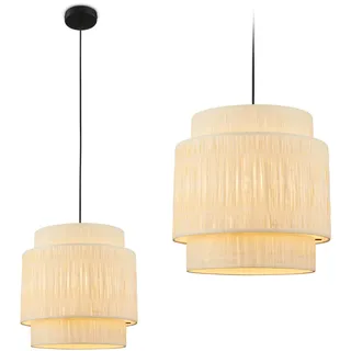 Briloner - Pendelleuchte mit Bastschirm, E27 Fassung, max. 10 W, Boho, aesthetic, Hängeleuchte, Hängelampe Esstisch, Esszimmerlampe hängend, Wohnzimmerlampe, 30 x 128 cm (DxH), Natur