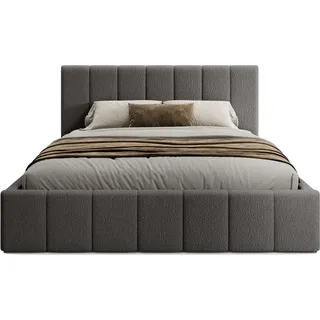 FEDVE Polsterbett Doppelbett Handorf Schlafzimmer Bett Bettkasten 180x200 cm Grau (Anthology 18) - Grau
