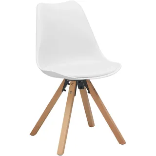 Mid.you Stuhl , Weiß , Holz, Kunststoff, Textil , Eiche , massiv , eckig , 48.5x84x55 cm , Holzmöbel, Sitzgelegenheiten Holz, Holzstühle