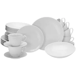 CreaTable Kombiservice Valencia, Weiß, Keramik, 30-teilig, 200 ml,200 ml, Essen & Trinken, Geschirr, Geschirr-Sets, Kombiservice