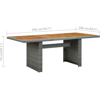 vidaXL Gartentisch 200 x 100 x 74 cm hellgrau/braun