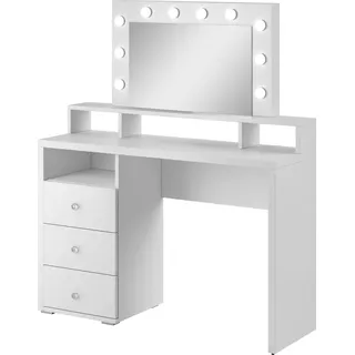 Home Affaire »Diva Frisiertisch Hollywood Theater 120x136x40cm« 3 Schubladen mit Hochglanzfront, Kosmetiktisch Spiegel mit LED Beleuchtung Griffe Kristalloptik,