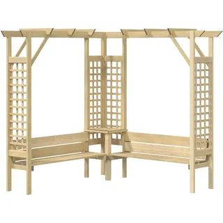 Eck-Pergola mit Bank Kiefernholz Imprägniert - Grün