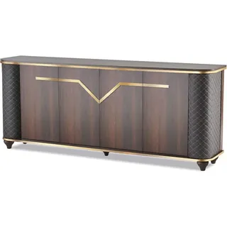 Komplett Arbeitszimmer-Set Bürotisch Bürostuhl Sideboard Kommode Holz - Braun