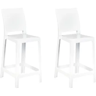 Beliani Barhocker 2er Set 65 cm Sitzhöhe Kunststoff Weiß