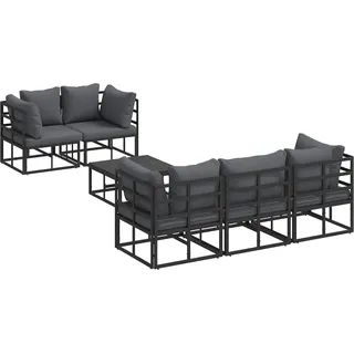 vidaXL Gartensofa-set mit Kissen 6 pcs Schwarz Stahl - Schwarz