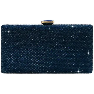 Boutique De FGG Kristall Clutch Tasche Damen für Hochzeit Abendtasche Strasssteine Party Kristallene Handtasche Braut-Geldbörse, Mini, Marineblau