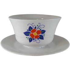 Sauciere Winterling Marktleuthen Blumenmotiv Bunt mit Teller einteilig H 8 cm