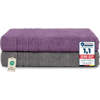 Komfortec Handtuchset 80 x 200 cm grau/lila 2-tlg.