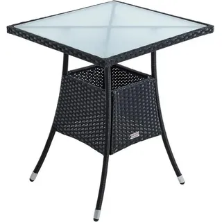 Polyrattan Balkontisch Rattan Tisch Beistelltisch Gartentisch 60 cm Schwarz - Schwarz