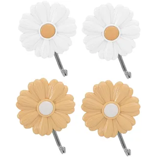 VILLFUL 4 Stück Selbstklebende Gänseblümchen Haken Kleine Wandhaken Für Küche Und Badezimmer Dekorativer Kleiderhaken Für Kinderzimmer Und Haushalt
