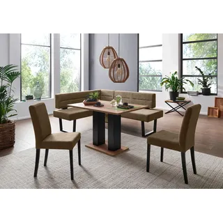 massivline&more Eckbankgruppe MASSIVLINE & MORE "Martina", braun (spanplatte, massivholz, metall, mercury 105 braun, braun, schwarz), T:65cm, Holzwerkstoff, Massivholz, Polyester, Sitzmöbel-Sets, Eckbankgruppe, frei im Raum stellbar