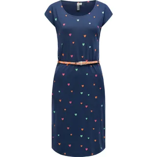 Shirtkleid RAGWEAR "Sommerkleid Lilithe Hearts YOUMODO", Damen, Gr. XL, N-Gr, blau (night blau), Obermaterial: 50% Baumwolle CO. 50% Modal CMD., Kleider Shirtkleid