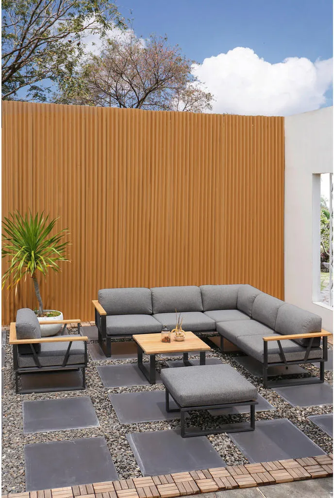 Bild von Zebra Loungehocker Graphitfarben - 73.5x28x73.5 cm, erweiterbar (Typenauswahl), Loungemöbel, Lounge-Hocker