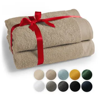 Blumtal Saunatuch Taupe, 2er-Set , Textil , Rechteckig , 80x200 cm , Heimtextilien, Badtextilien, Saunatücher