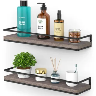 Kräuterecke 42 cm - Wandregal aus Holz/Metall - Set aus 2 Stück - Wandmontage - Gewürzregal-Organizer - Ideal für Küche/Homeoffice - Wandablage