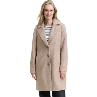 TOM TAILOR Damen 1047055 Bouclé Mantel mit Reverskragen, 38230-Boucle Beige Melange, XL