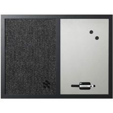 Bi-Office Kombitafel Black Shadow, Pinnwand und Whiteboard, Anthrazit Textiloberfläche und Silber Magnetisch, MDF Rahmen 22 mm dicker, 60 x 45 cm
