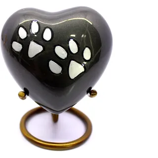 eSplanade Pet Cremation Urn Memorial Urn Container Jar Pot | Messingurne | Urne aus Metall | Bestattungsurne | Denkmäler Andenken | Urne für Hunde und Katzen (Grau mit Ständer)