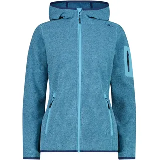 CMP Damen Unterjacke Kapuzen Fleecejacke Strick, topazio-blue ink 12LU, 34