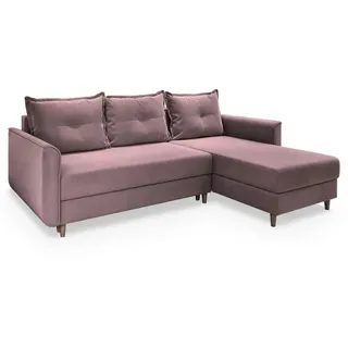 masseno Ecksofa PISAN R-S mit Schlaffunktion L-Form, Sofa mit Bettkasten, Wohnzimmersofa, Couch, Soffa, Bettsofa, Couchgarnitur- Rosa, KRONOS 27 - Rosa