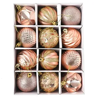 12er Set edle Weihnachtskugeln Ø 6cm Weihnachtsbaum Kugeln Christbaumkugeln Weihnachts-Deko Christbaum-Schmuck (Gold)