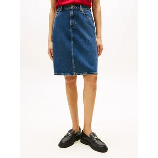Jeansrock TOMMY HILFIGER "DNM DEE STRAIGHT KNEE RW SKIRT", Damen, Gr. 34, dee, Web, Obermaterial: 100% Baumwolle, unifarben, straight fit kniefrei, Röcke Jeansrock