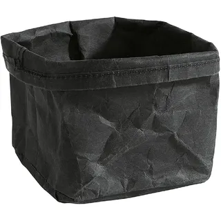 APS 30356 Runder Brotkorb/Brottasche aus Naturfaser & Kunstharz, 12 x 11,5 x 11,5 cm, Schwarz