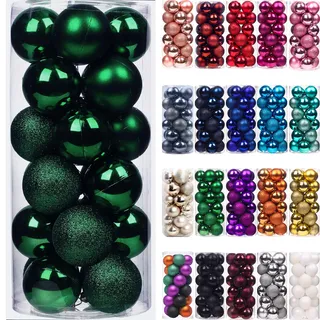 Emopeak, Mini-Weihnachtskugeln für den Weihnachtsbaum, bruchsicher, 6 cm, hängende Kugel für Festtage, Hochzeit, Party, Dekoration, dunkelgrün, 24 Stück