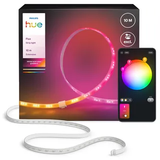 Hue Flux 10 Meter LED Lightstrip-Verlängerung, Lebendige Farben und Ambiente, Flex. Innenbeleuchtung, ChromasyncTM-Farbmischung, Zuschneidbar, Erweiterbar, Wiederverwendbar, App- und Sprachsteuerung
