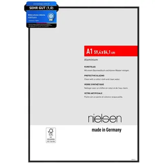 nielsen Bilderrahmen, 59,4 x 84,1 cm (A1), Aluminium, Schwarz matt, Posterrahmen zum Aufhängen im Hoch- & Querformat, bruchsicheres Kunstglas, Atlanta