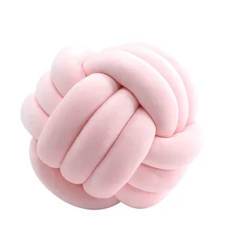 Knotenkissen, Geknotetes Kissen, Weiches Plüsch Knoten Kugelkissen Hand Geflochten Knoten Pillow Ball Zierkissen für Sofa, Bett, Dekorativ (Rosa, 27cm)